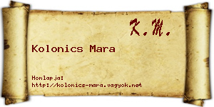 Kolonics Mara névjegykártya